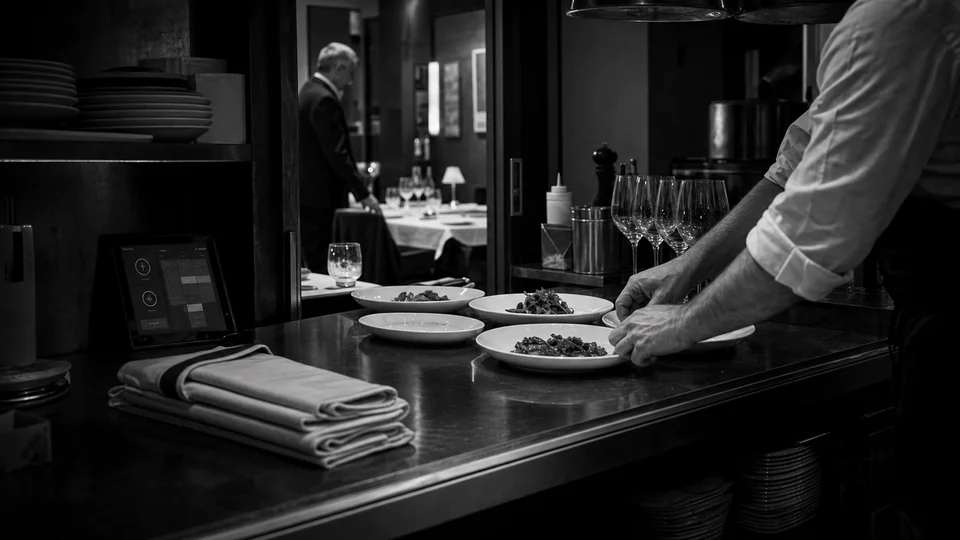 Servicio de hotel y restauración coordinando preparación y turnos